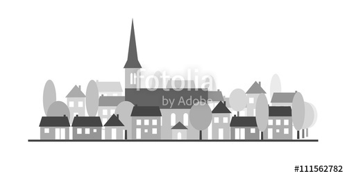 500x254 Village Silhouette Stock Image And Royalty Free Vector