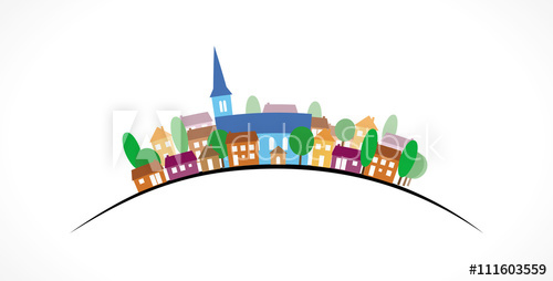 500x254 Village Silhouette Couleurs Sur Courbe