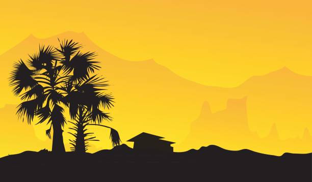 612x358 Village Silhouette Vector