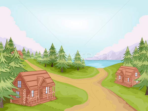 600x450 Cabin Village Vector Illustration Lenm