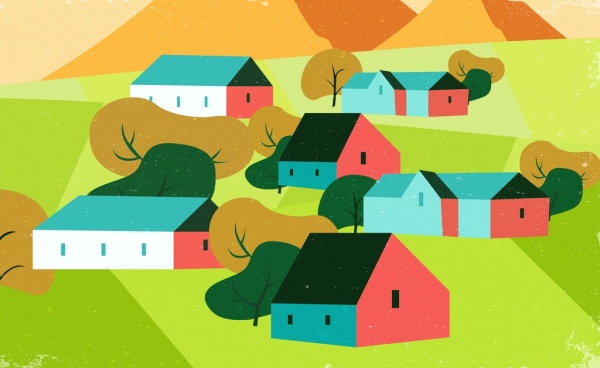 600x368 Village Free Vector Download