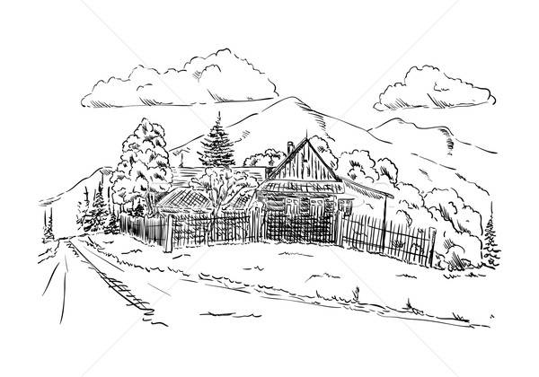 600x420 Farm Village Vector Illustration Pavel Bortel