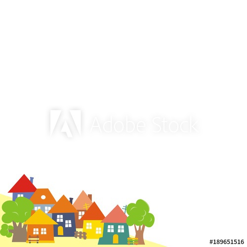 500x500 Group Of Houses, Village, Vector Illustration