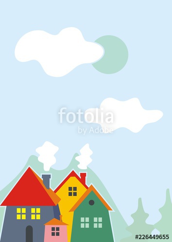 354x500 Group Of Houses, Village, Vector Illustration Stock Image