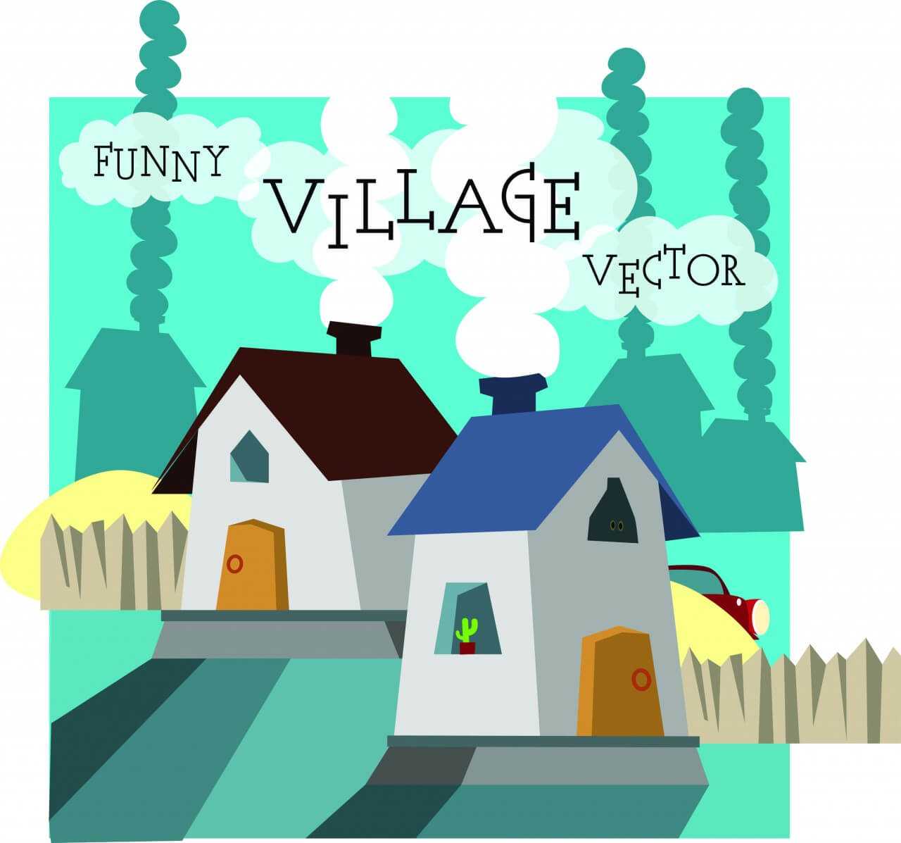 1280x1197 Free Vector Funny Vector Night Village Illustration Free