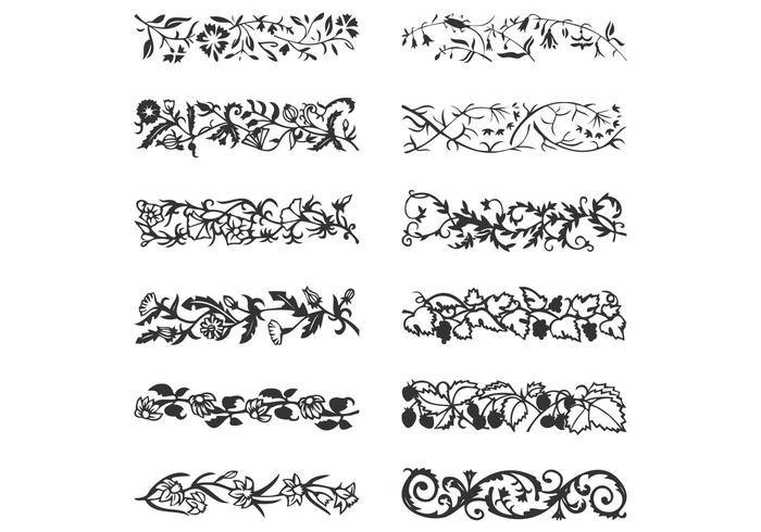 700x490 Leafy Vine Borders Vector Set