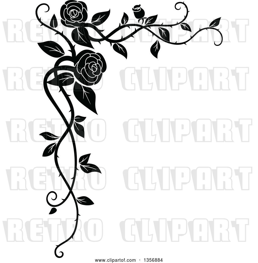 1024x1044 Vector Clip Art Of Retro Corner Floral Rose Vine Border Design