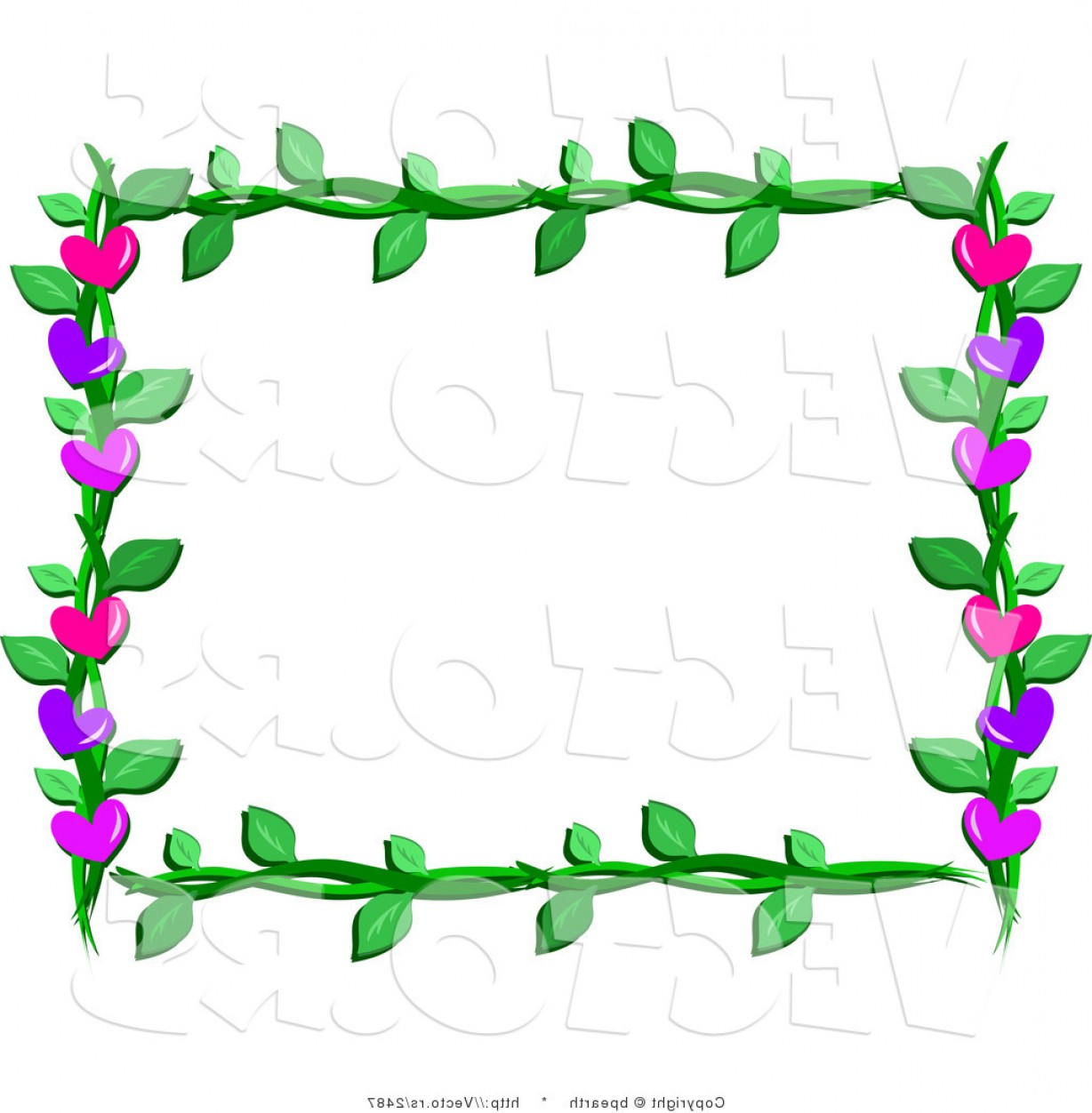 1228x1252 Cartoon Vector Of Lover Hearts And Vines Frame Border Design