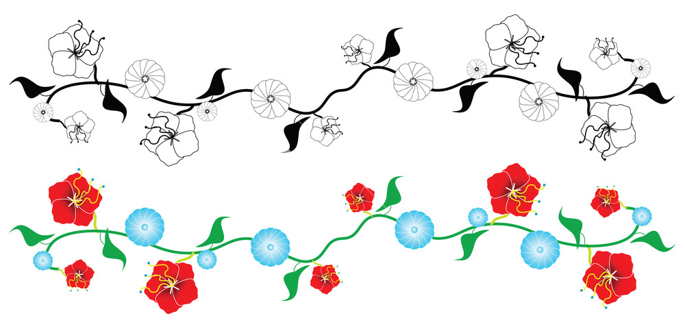 1000x480 Two Versions Of A Vector Illustration Design Of A Floral Vine