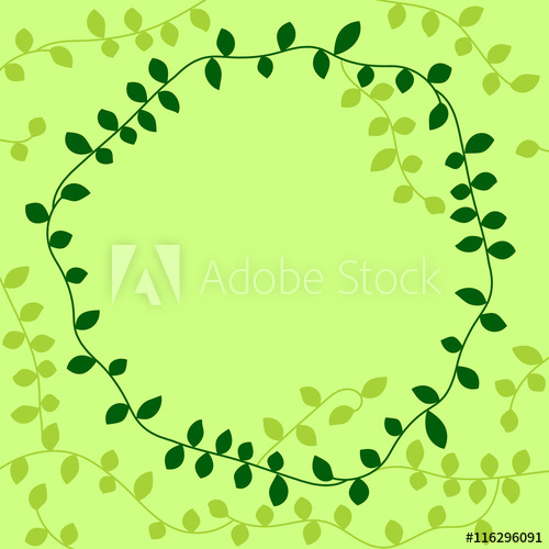 500x500 Green Vine Leaves Circle Frame, Vector