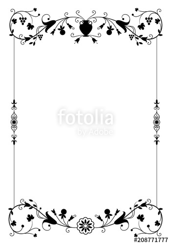 350x500 Vector Decorative Frame In Vintage Style With Floral Ornamental