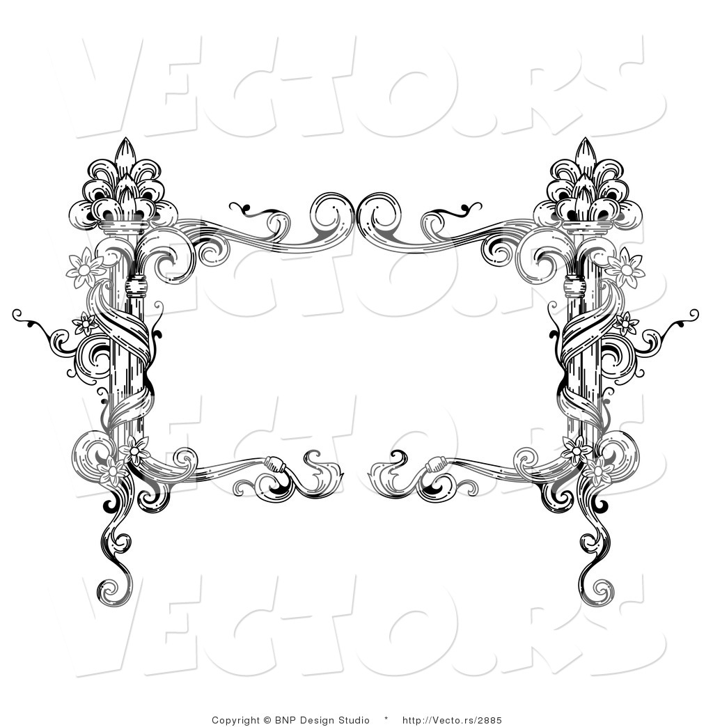 1024x1044 Vector Of Black And White Rectangular Vintage Floral Vine Frame