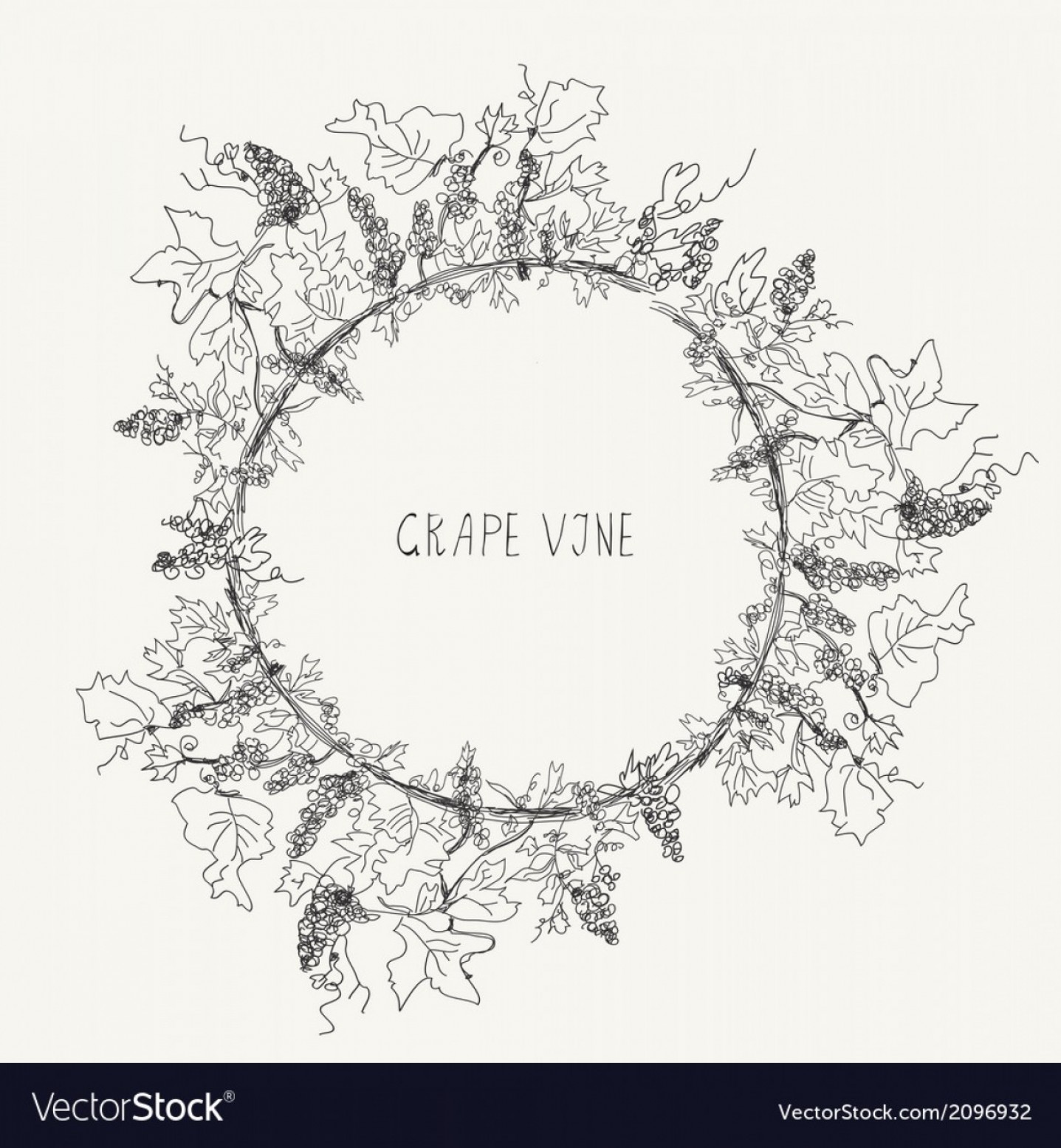 1437x1555 Grape Vine Sketch Frame Round Vector Soidergi