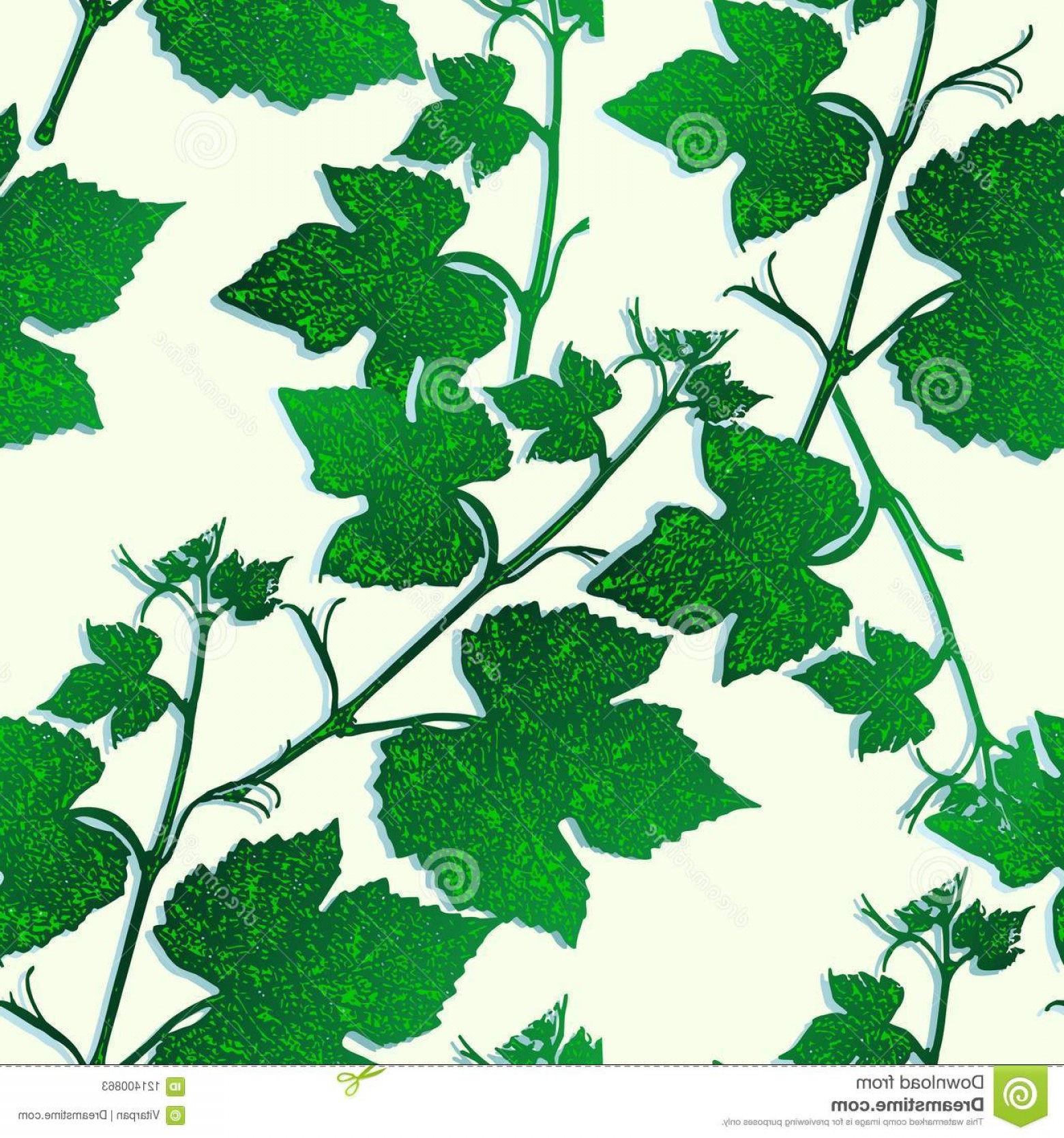 Decorative Seamless Pattern Branches Grape Leaves Vector Graphic 1560x1668 Decorative Seamless Pattern Branches Grape Leaves Vector Graphic