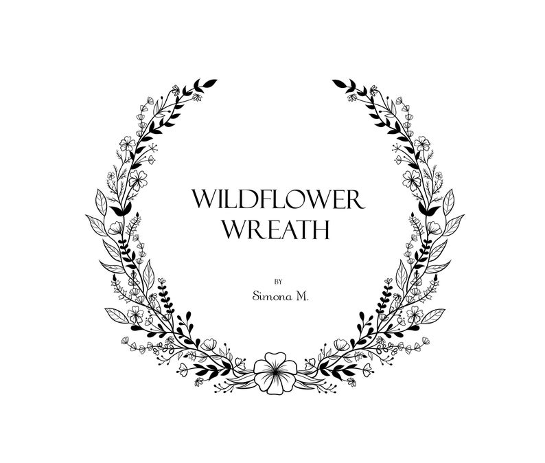 794x674 Wildflower Wreath Vine Hand Drawn Logo Artclipartvectorsvg Etsy