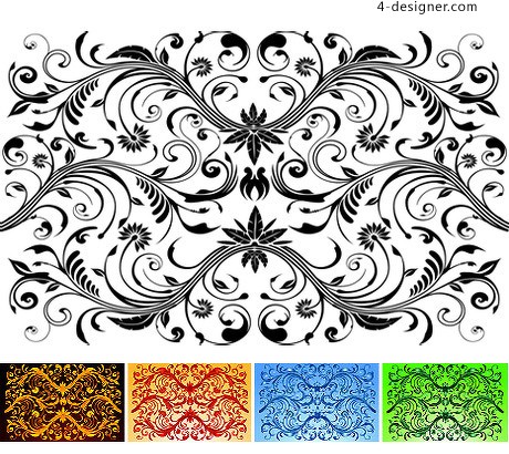 Designer Classical Flower Vine Pattern Vector Material 460x410 Designer Classical Flower Vine Pattern Vector Material