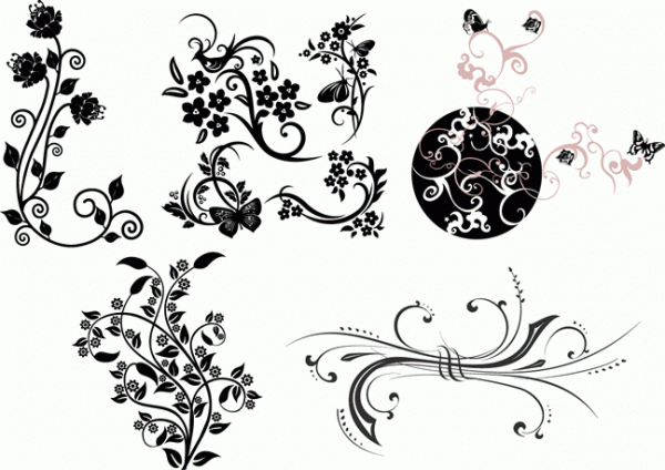 Butterfly Vine Pattern Vector Graphics My Free Photoshop World 600x424 Butterfly Vine Pattern Vector Graphics My Free Photoshop World