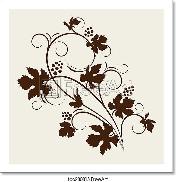 561x581 Free Art Print Of Grape Vine Grape Vine Vector Illustration