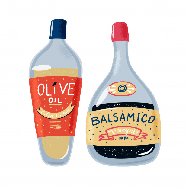 626x626 Glass Bottles Of Olive Oil And Balsamic Vinegar Vector Premium