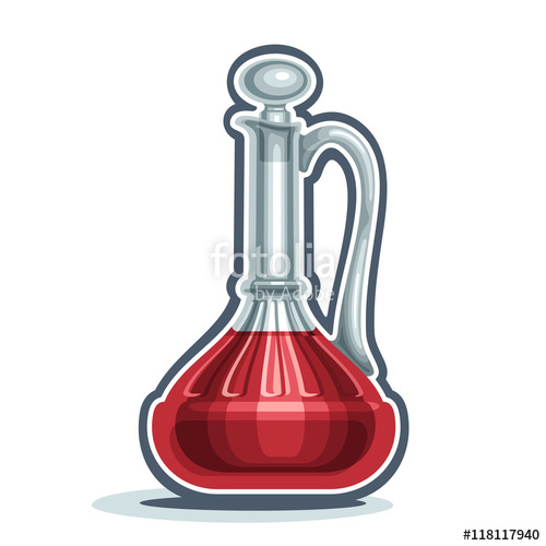 500x500 Vector Logo Full Glass Wine Decanter With Handle, Cartoon Cruet