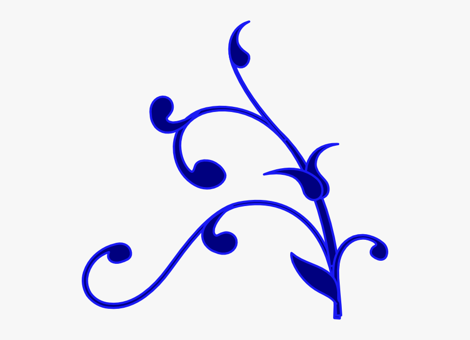920x665 Blue Outline Flower Vine Clip Art Vector