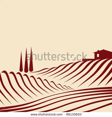 450x470 Vector Abstract Landscape With Church In Vineyard