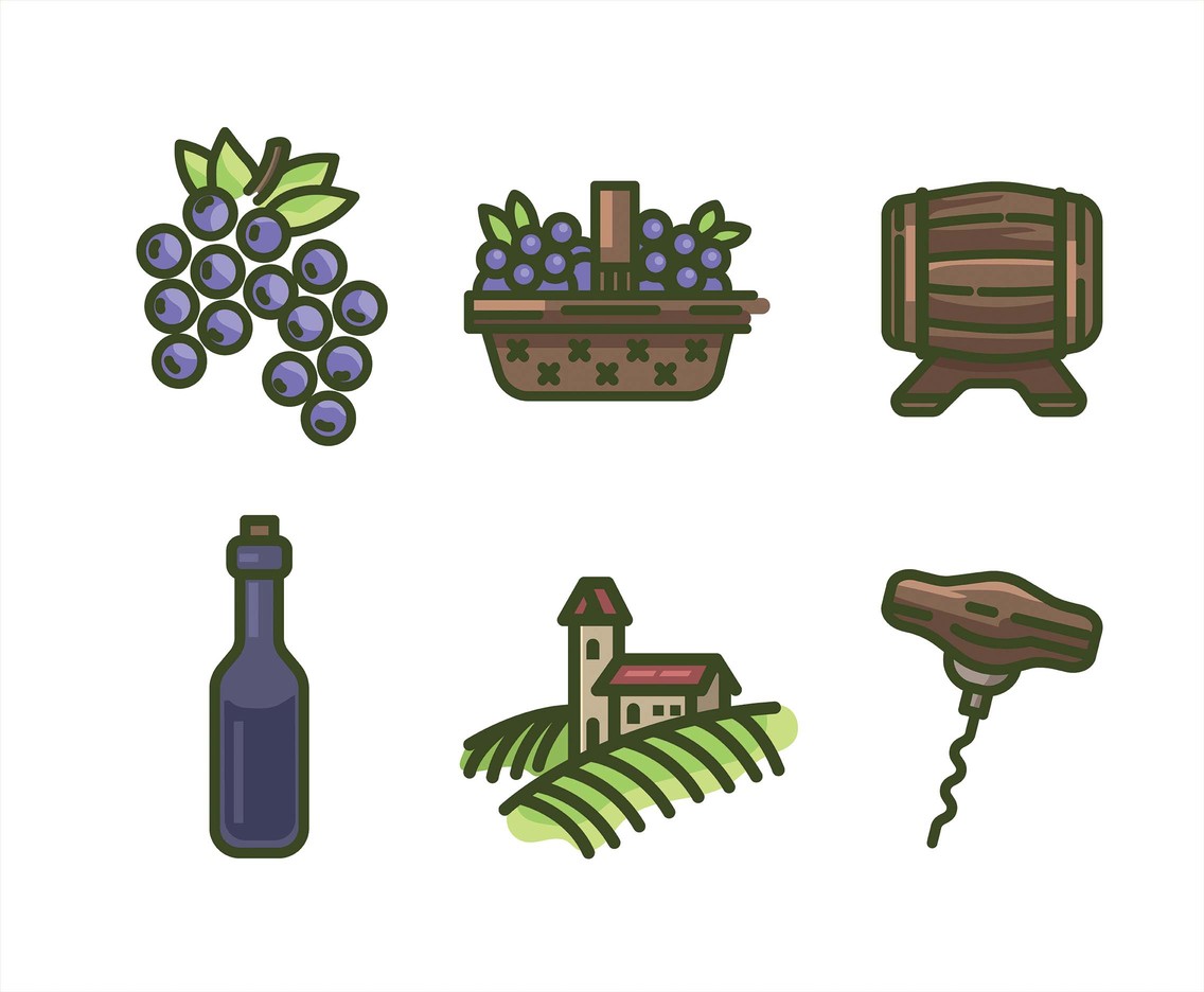 1136x936 Vineyard Vector In Thick Line Vector Art Graphics