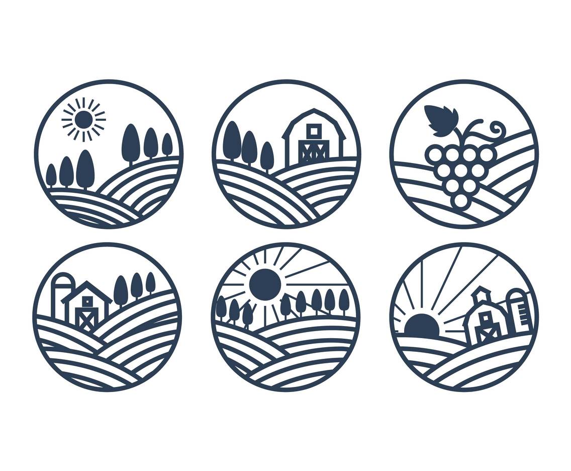 1136x936 Vineyard Vector Set Vector Art Graphics