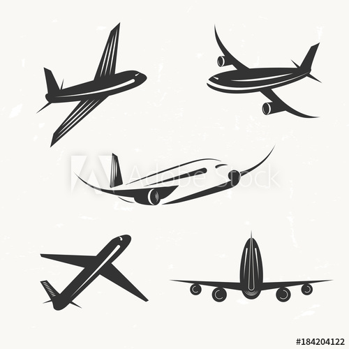 Set Of Vintage Airplane Vector Design Elements, Logos, Travel 500x500 Set Of Vintage Airplane Vector Design Elements, Logos, Travel