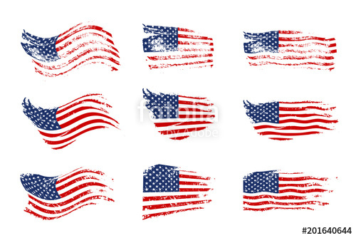 500x334 Vintage Waving Usa Flag Set Vector Waving American Flags