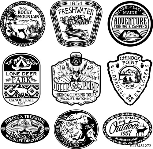 500x486 Black And White Vintage Mountain Badges, Vector Badge And Patches
