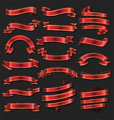 466x490 Vintage Banner Ribbon Red And Gold Collection Vector