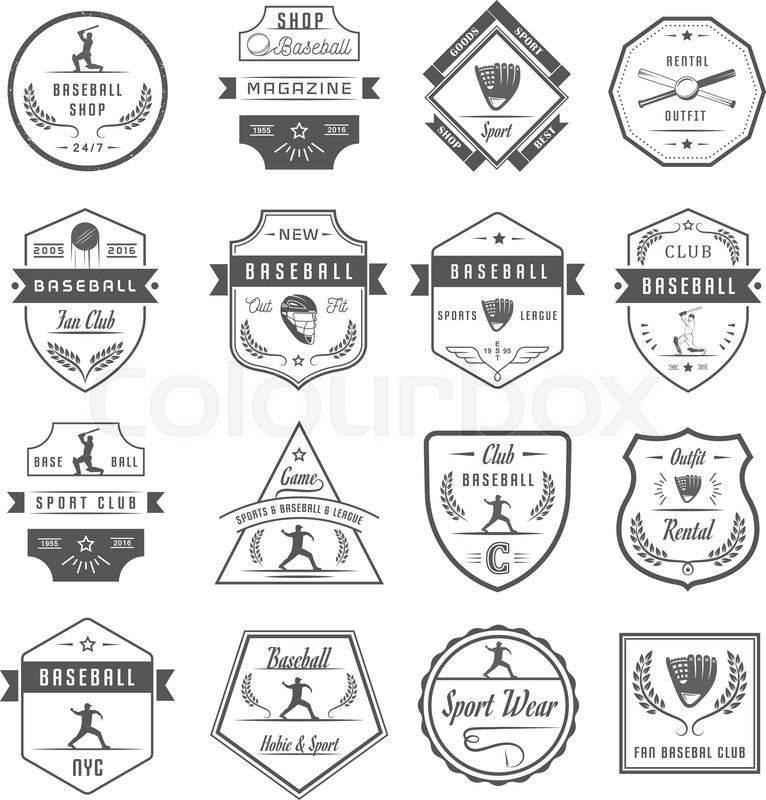 766x800 Set Of Vintage Baseball Labels, Logo, Stock Vector Colourbox
