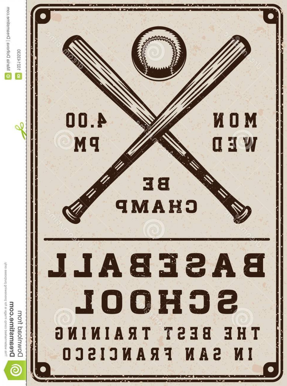 1161x1560 Vintage Baseball School Poster Template Banner Retro Style Graphic