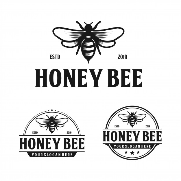 626x626 Honey Bee Vintage Logo Design Vector Premium Download
