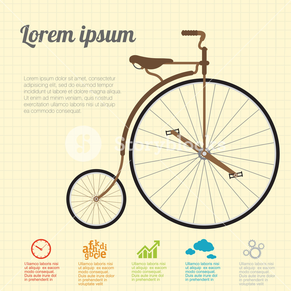 1000x1000 Retro Illustration Vintage Bicycle Vector Template Royalty Free