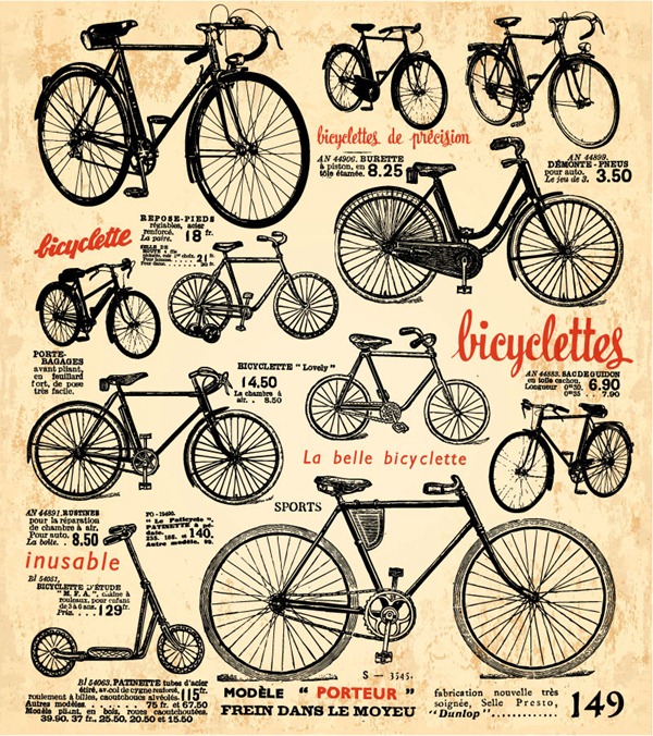 600x676 Vintage Bicycle Posters Vector Material My Free Photoshop World