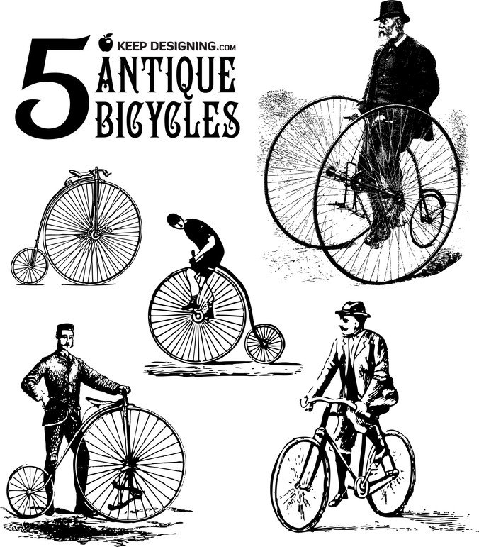 676x771 Free Antique Bicycle Vector Art Files, Vectors Graphics