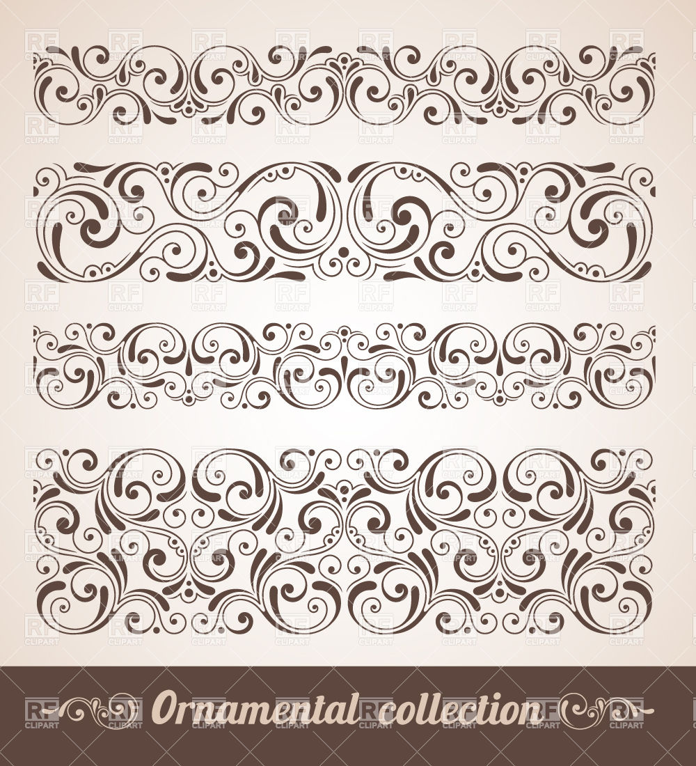 1000x1100 Vintage Curly Horizontal Borders Vector Image Of Borders