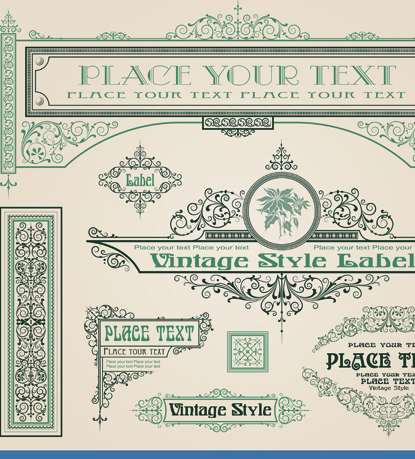 415x459 Vintage Style Vector Of Frame, Border And Ornament Set Free