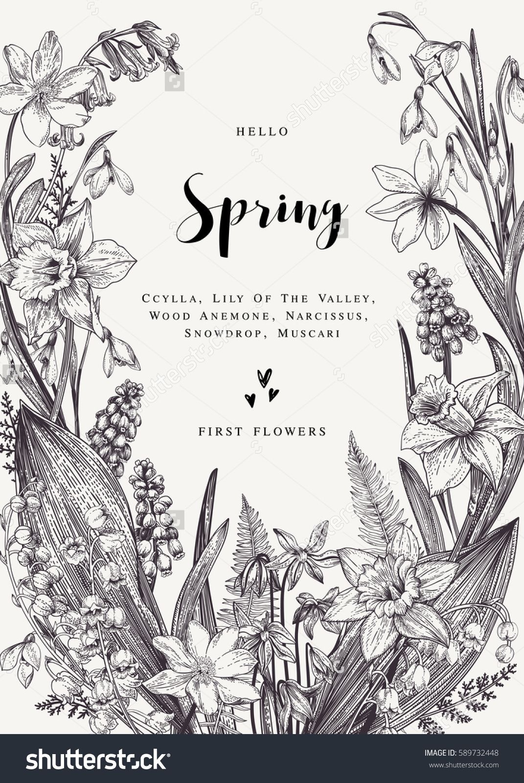 1071x1600 Floral Wreath With Spring Flowers Vector Vintage Botanical