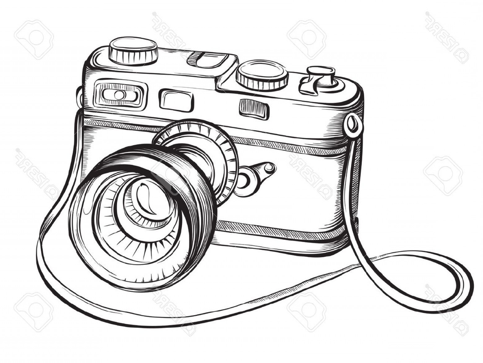 1560x1173 Photostock Vector Sketch Vintage Retro Photo Camera Vector Hand
