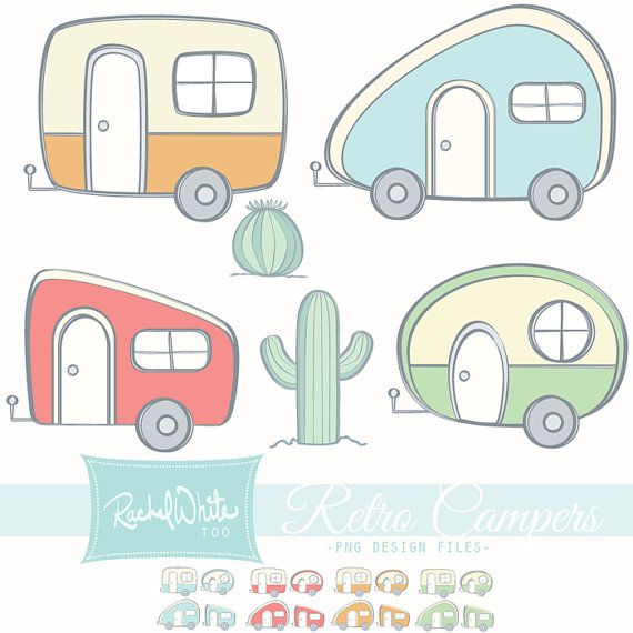 Retro Campers Vector Illustrations 570x570 Retro Campers Vector Illustrations