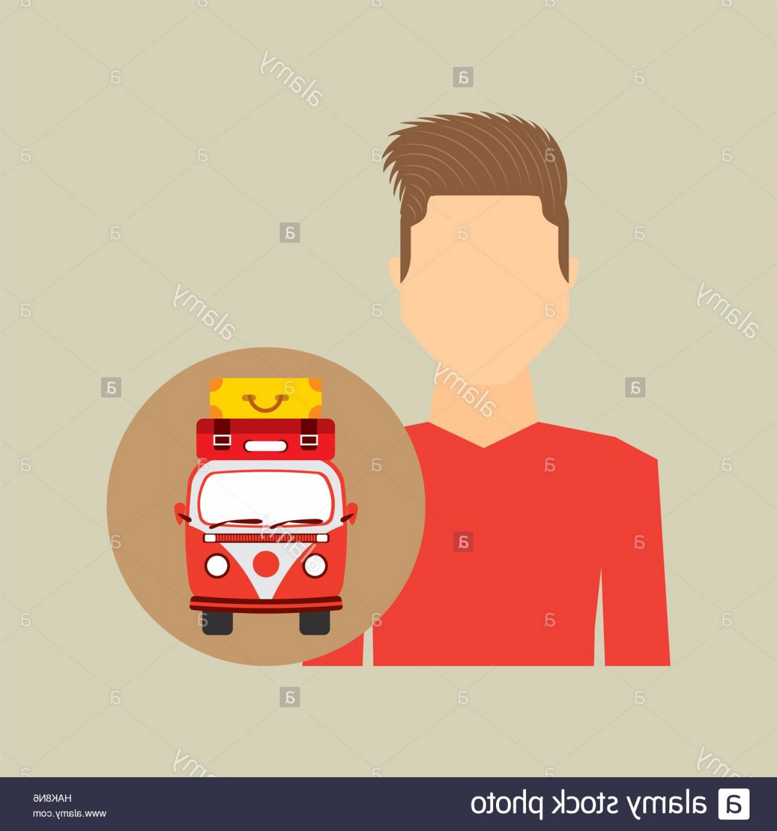 Stock Photo Man Fashion Vintage Van Camper Suitcases Vector 1560x1668 Stock Photo Man Fashion Vintage Van Camper Suitcases Vector