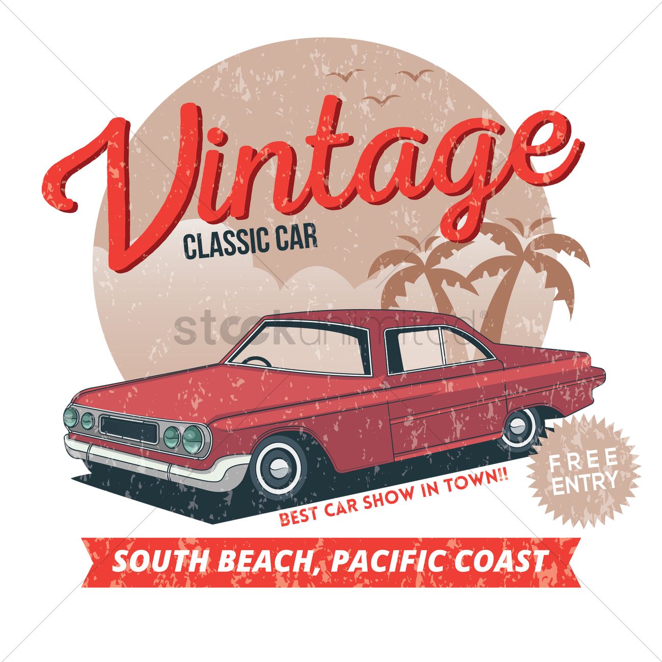 1300x1300 Vintage Classic Car Vector Image