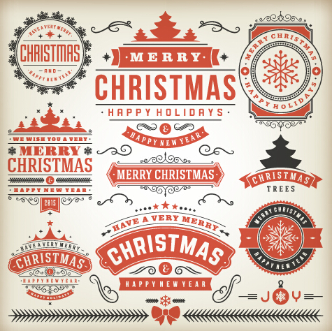 475x474 Vintage Christmas Labels Creative Vector