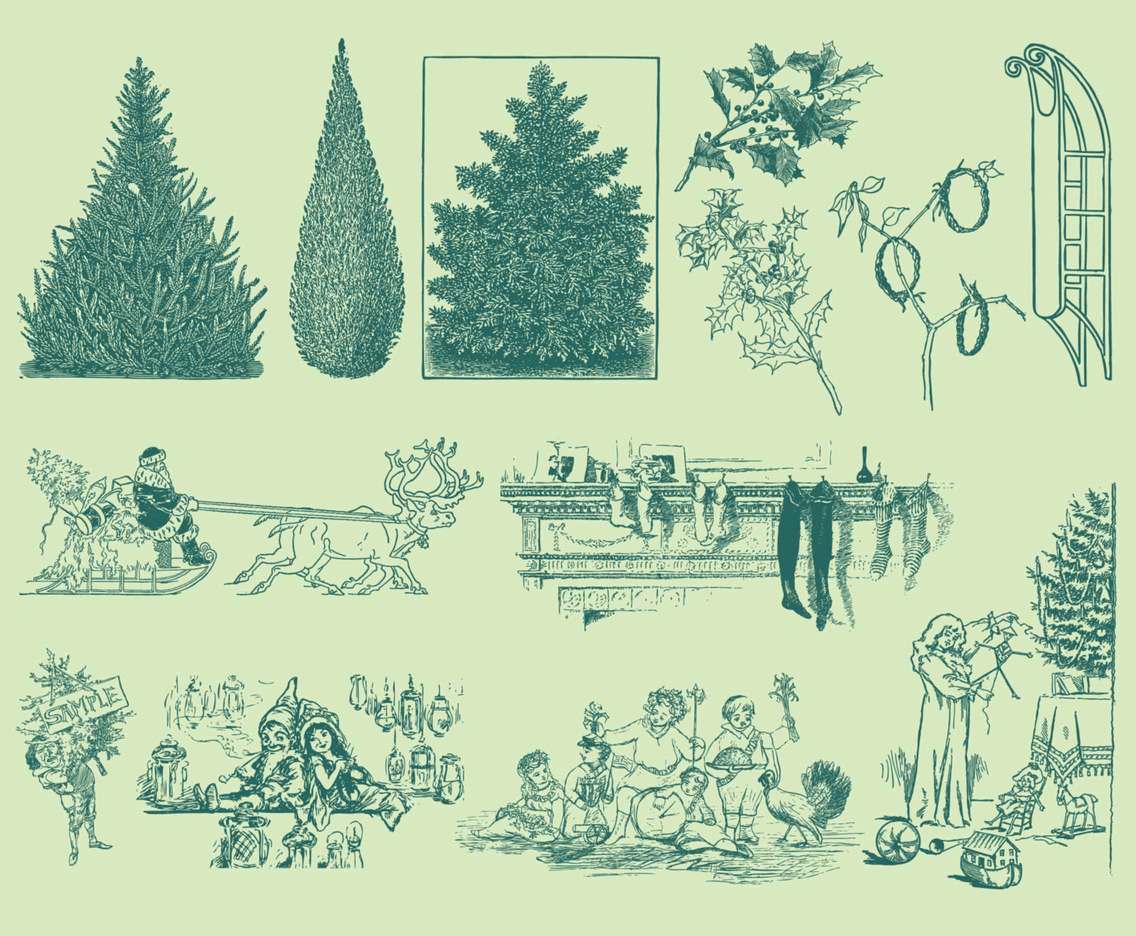 1136x936 Vintage Christmas Ornaments Vector Art Graphics