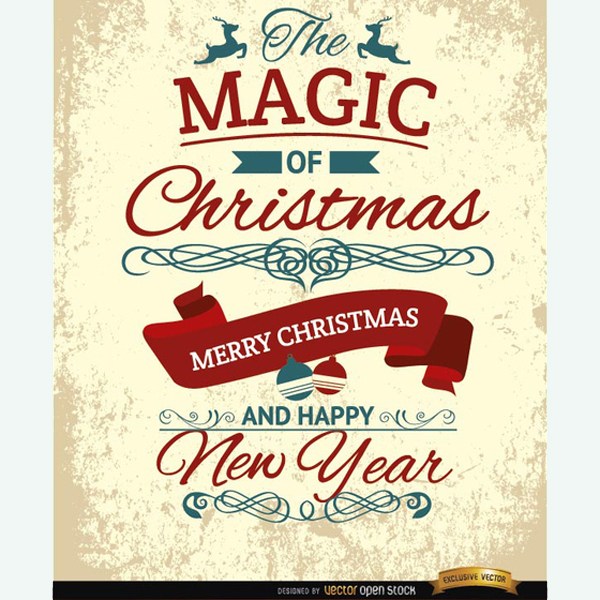 600x600 Vintage Grunge Christmas Vector Poster
