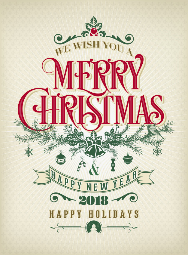 626x848 Vintage Christmas Vector Background With Typography Vector