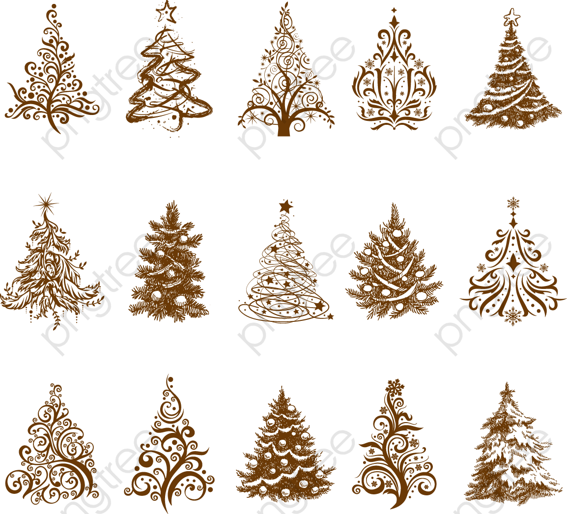 1154x1046 All Kinds Of Vintage Christmas Tree Vector Material, Tree Clipart